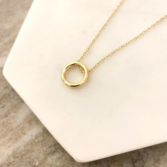 925 Sterling Silver Geometric Modern Round Circle Pendant Necklace - Picture 3 of 6